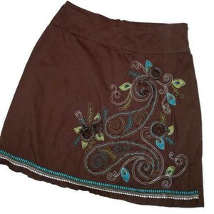 HeartSoul Brown Embroidered Skirt sz. 9  #243